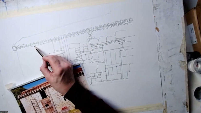 Drawing Cafe Old Buildings 020226